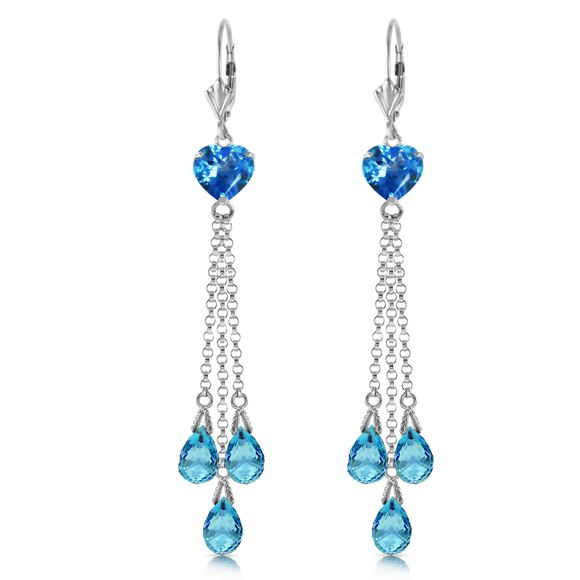 Galaxy Gold Products Jewelry - 14K. GOLD CHANDELIER EARRING WITH BRIOLETTE BLUE TOPAZ (White Gold)